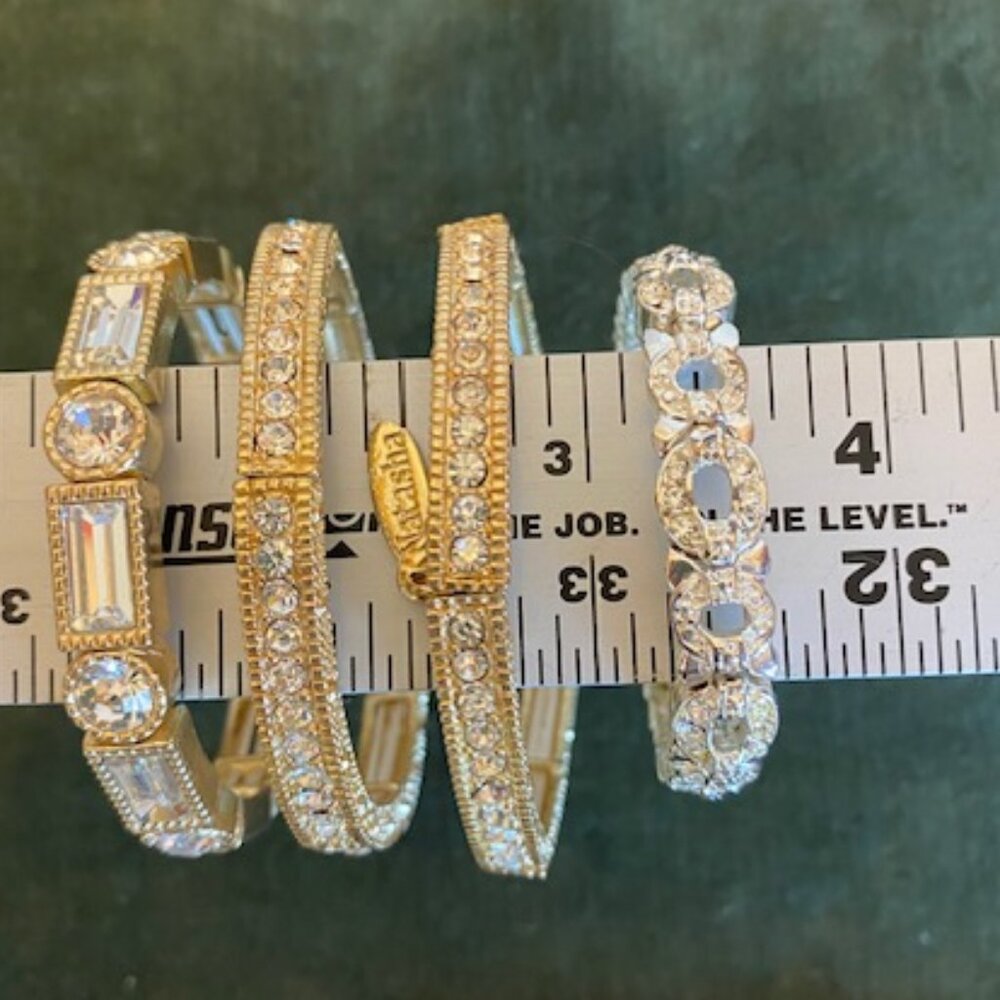 4 Natasha Rhinestone Infinity Stack Bracelets - Gold tone